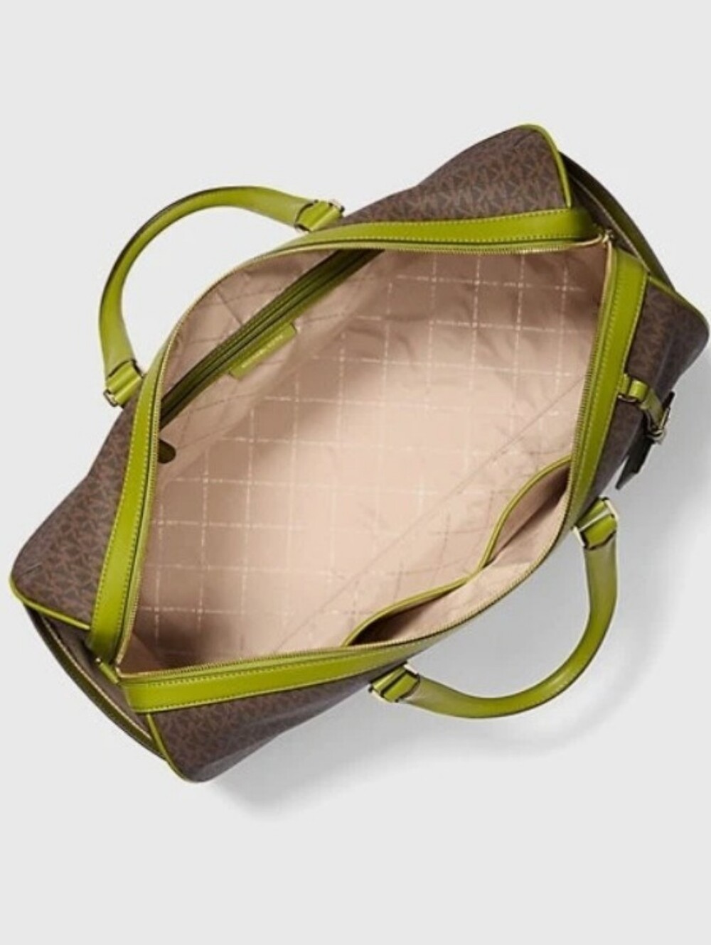 Michael Kors Bedford Signature Logo Stripe Weekender Bag in Green/Brown - Picture 3 of 5
